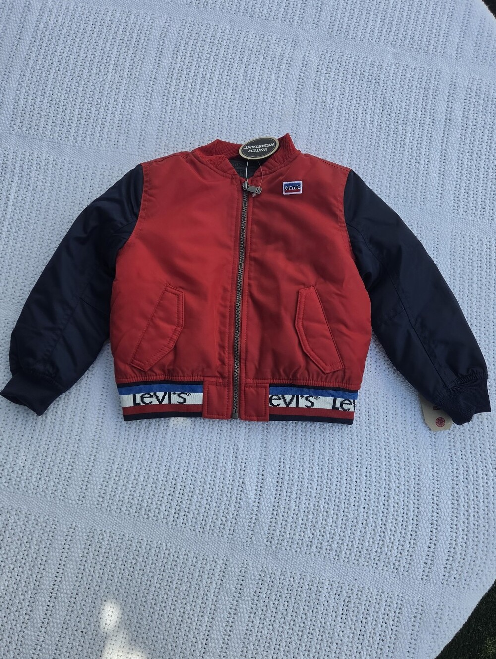 Levi's Red and Navy Kids Puffer Bomber Jacket